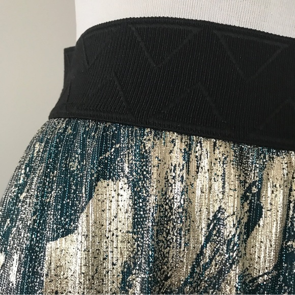 NWT LuLaRoe Lola Skirt XS Elegant Collection Dark Teal & Gold Royal Chiffon NEW - Picture 3 of 7